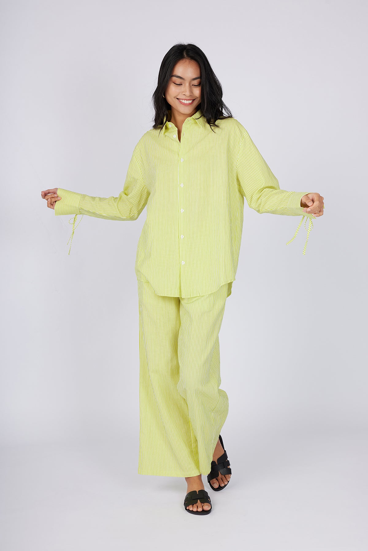 Yellow Pinstripe Oversized Long Sleeve Shirt