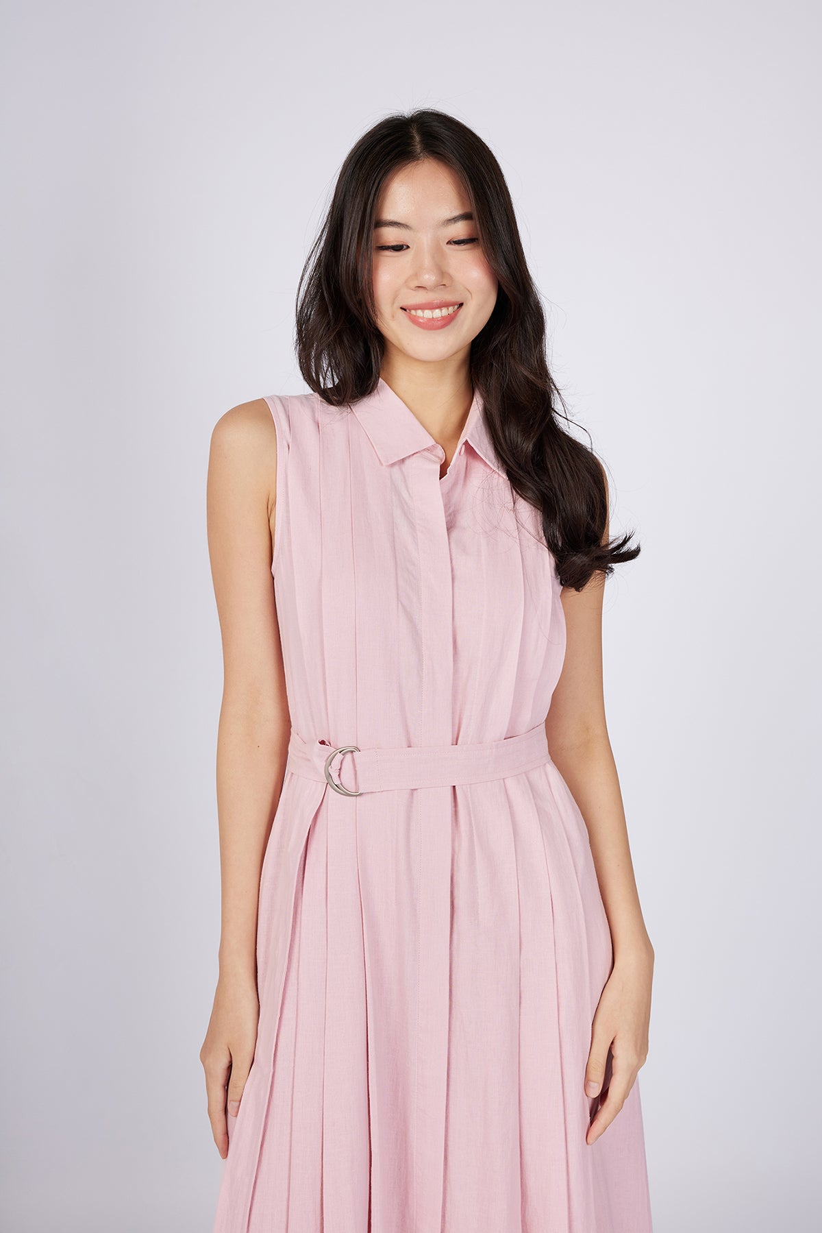 Blush Pink Maxi Pleated Dress