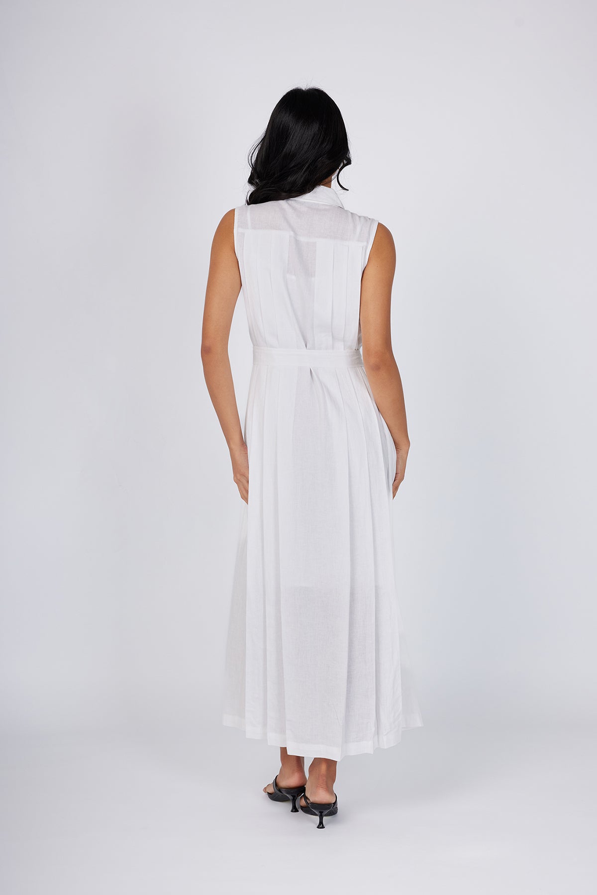 Maxi Pleated Shirt Dress - Pure White