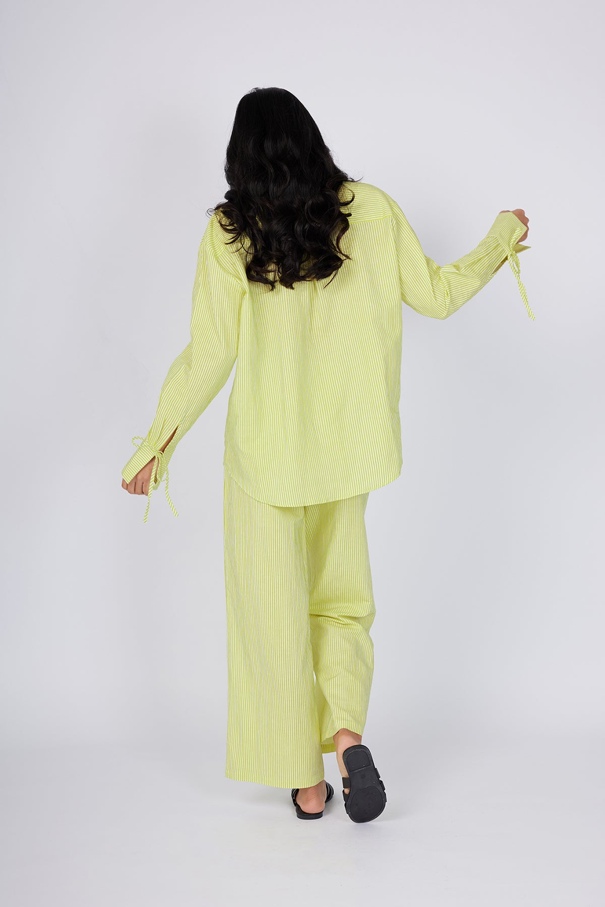 Yellow Pinstripe Oversized Long Sleeve Shirt