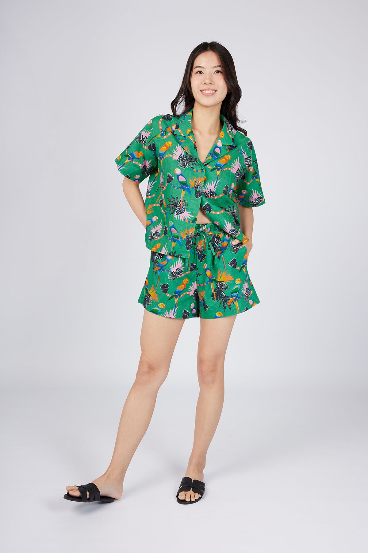 Linen-Cotton Blend Shorts