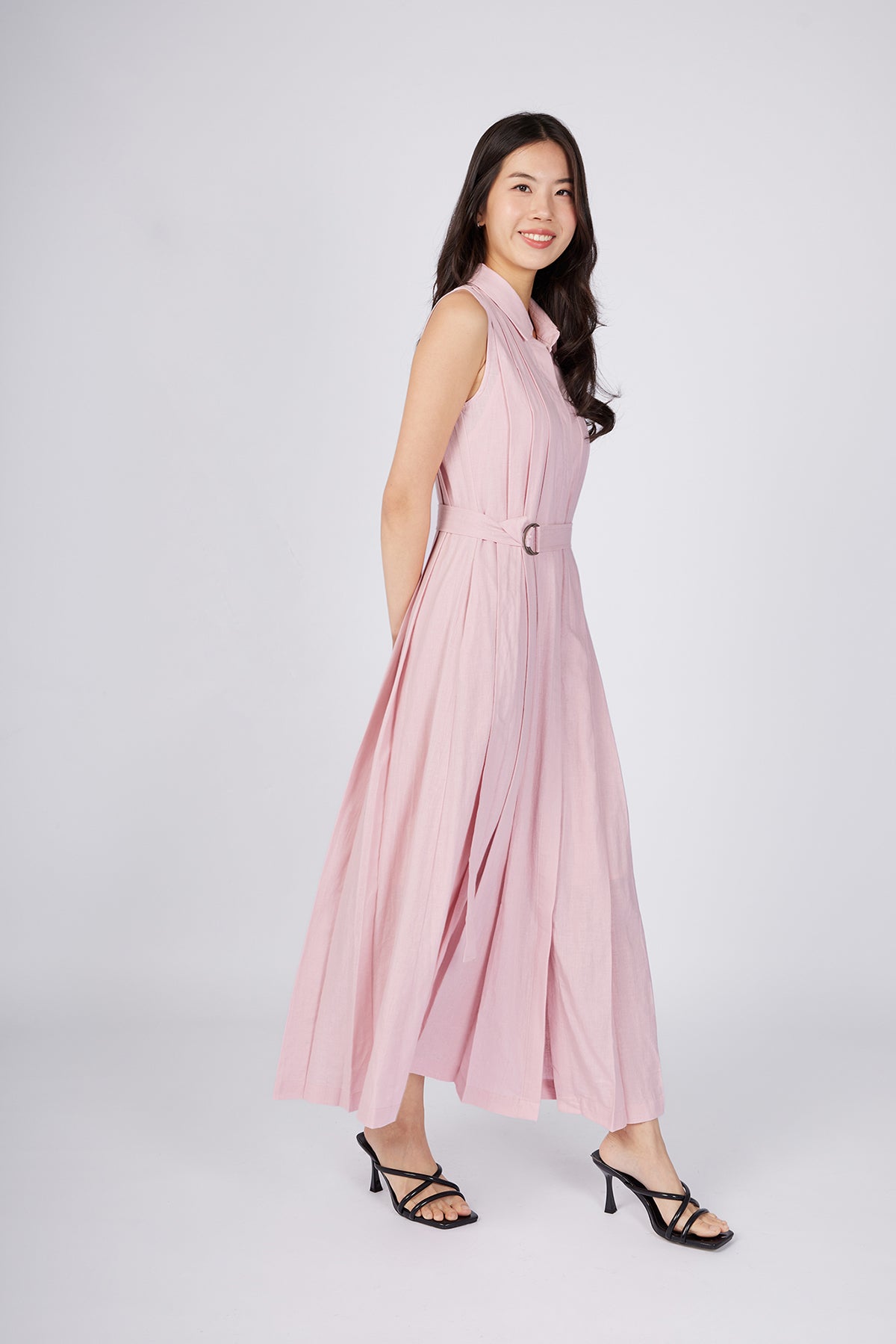 Blush Pink Maxi Pleated Dress
