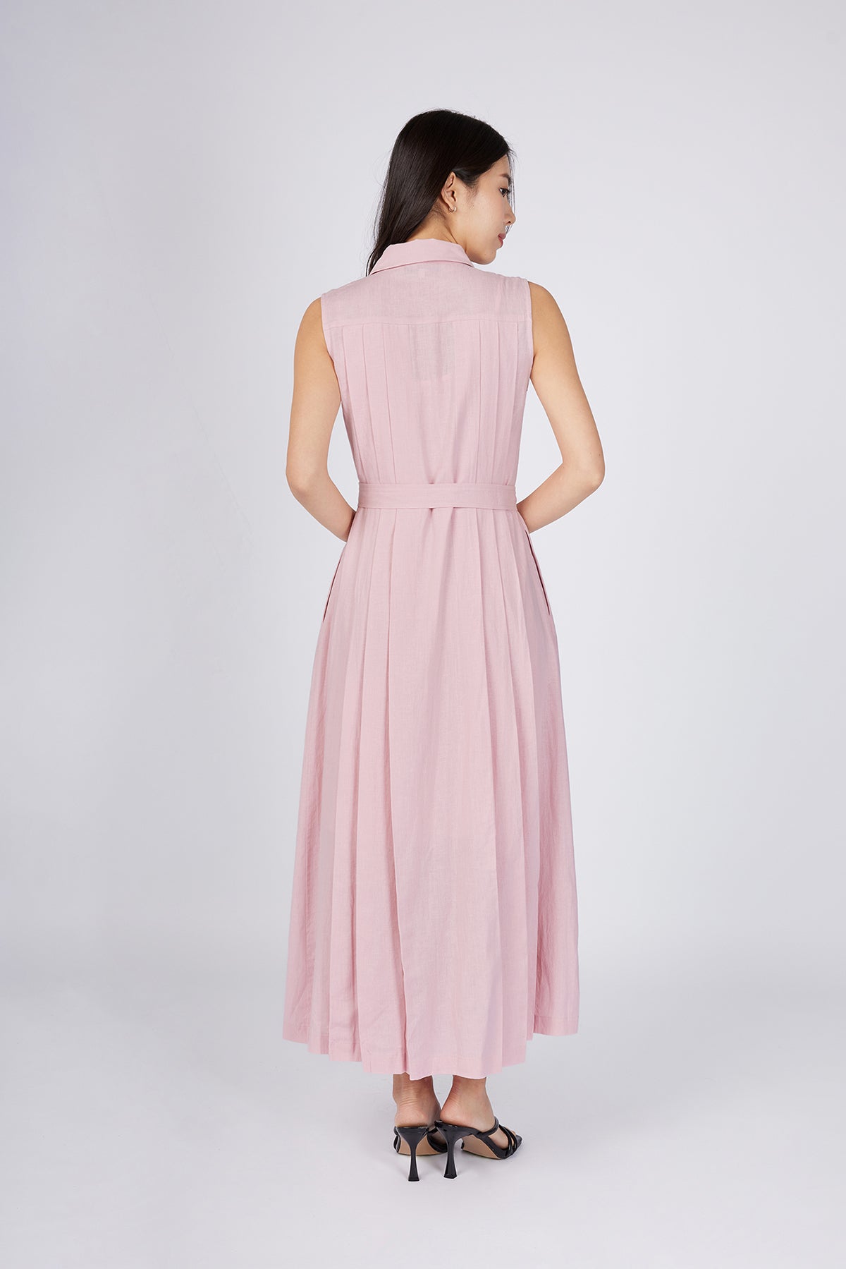 Blush Pink Maxi Pleated Dress