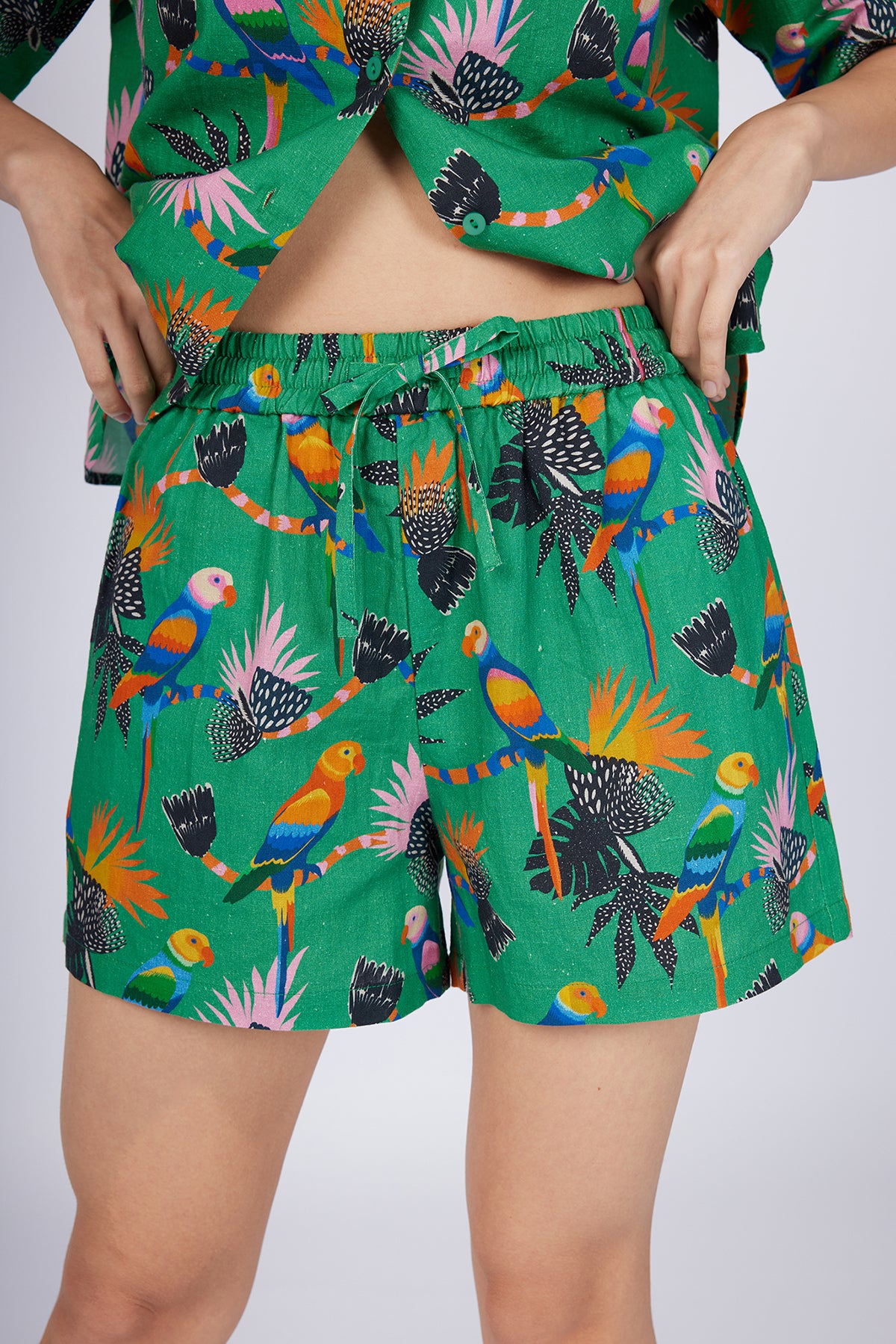 Linen-Cotton Blend Shorts