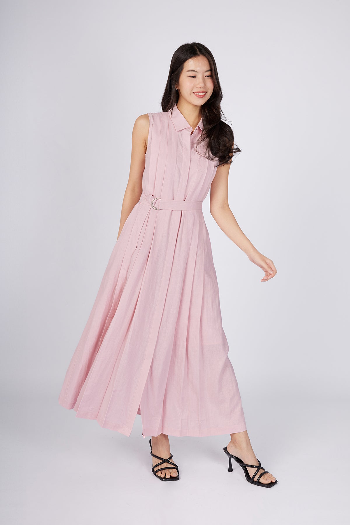 Blush Pink Maxi Pleated Dress