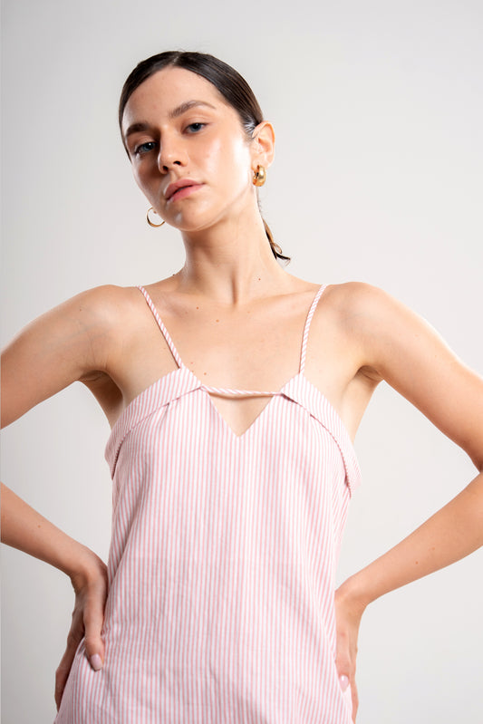 Maxi Dress with V-Neckline and Tie-Back Straps