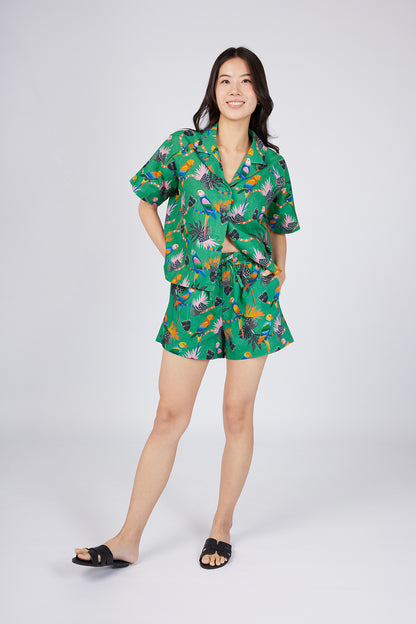 Linen-Cotton Blend Shorts