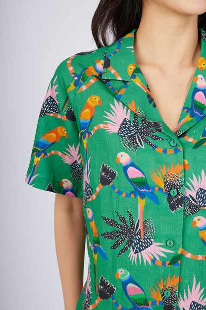 Tropical Green Oversized Resort Shirt