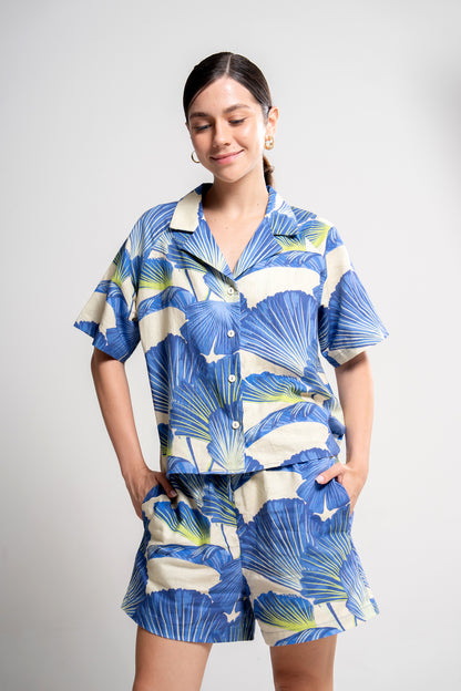 Linen-Cotton Blend Shorts