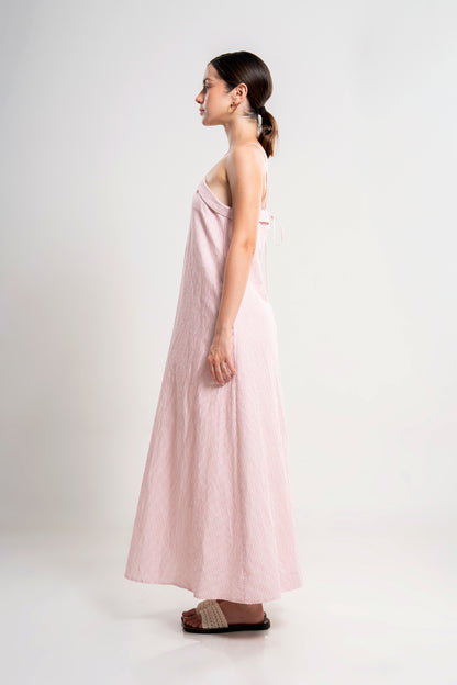 Maxi Dress with V-Neckline and Tie-Back Straps