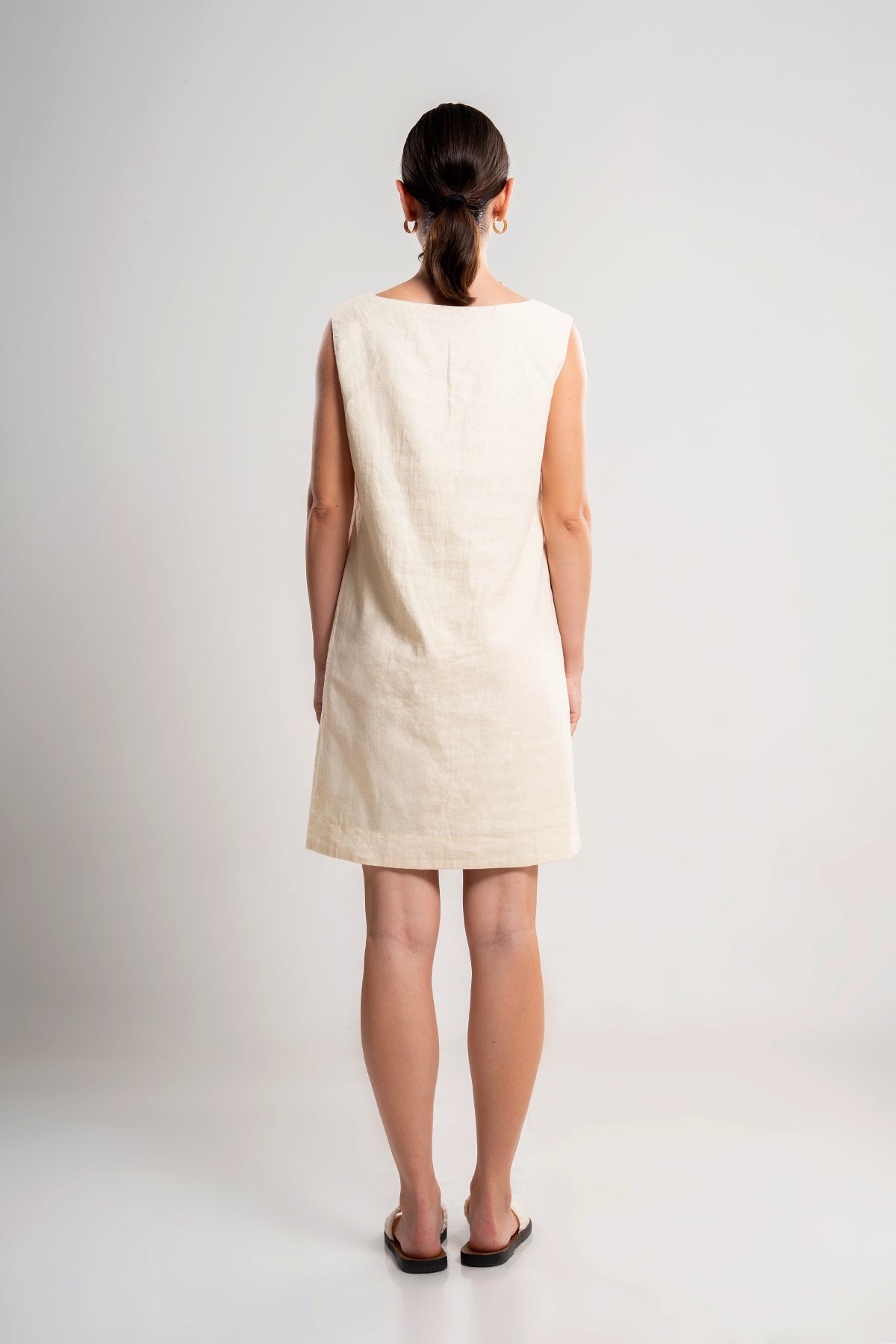 Placement Print V-Neck Shift Dress