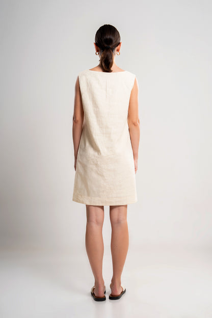 Placement Print V-Neck Shift Dress